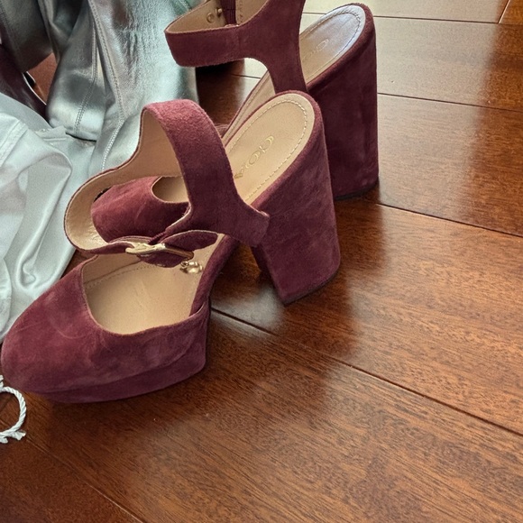 Coach Burgundy Suede Platform Heels - Picture 6 of 6